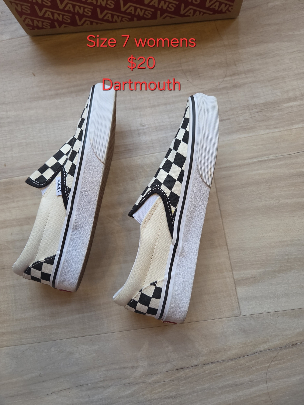 Vans Checkerboard Slip-On Shoes in Black & Cream